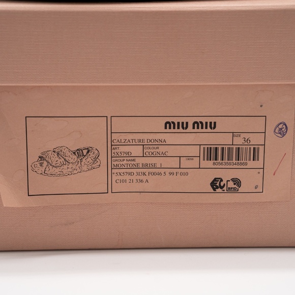 size 36eu 6 US Miu Miu Camel Brown Shearling Sandals - Picture 13 of 13